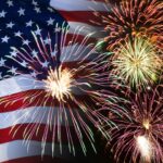 fireworks in front of an american flag