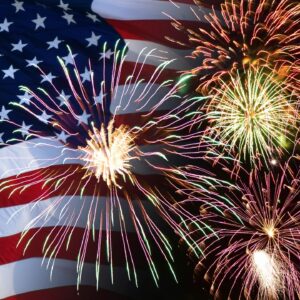 fireworks in front of an american flag